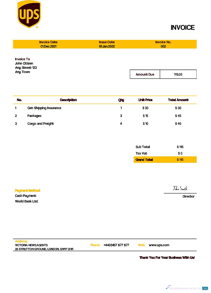 Download USA UPS invoice template Photoshop template